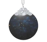 Pendentif circulaire en verre imprimé carte constellation étoile - Décoration à suspendre avec boucle en métal, décoration de maison et de bureau