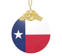 Pendentif circulaire en verre imprimé drapeau de l'État du Texas - Décoration à suspendre avec boucle en métal, décoration de maison et de bureau