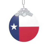 Pendentif circulaire en verre imprimé drapeau du Texas - Décoration à suspendre avec boucle en métal, décoration de maison et de bureau