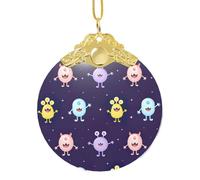 Pendentif circulaire en verre imprimé monstre coloré - Décoration à suspendre avec boucle en métal, décoration de maison et de bureau