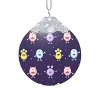 Pendentif circulaire en verre imprimé monstre coloré - Décoration à suspendre avec boucle en métal, décoration de maison et de bureau