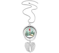 Pendentif circulaire Winter Begins Twenty Four Solar Term Ailes d'ange Rotation Collier Bijoux