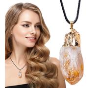 Pendentif Citrine Jaune Naturel - Pierre Précieuse En Brut Fait À La Main, Pendentif Élégant Pour Collier, Bijoux Fins | Décoration Spirituelle De Gemme De De