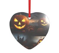 Pendentif citrouille d'Halloween en acrylique avec un ruban rouge. Chaque pendentif est perforé avec un ruban rouge de 25 cm, taille unique