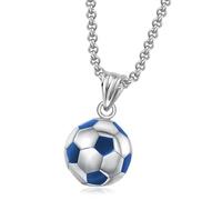 Pendentif classique de football pour homme - Collier 3D - Hip-Hop Punk Sport - Pendentif ballon de millésime - Bijoux de sport pour homme - Collier élégant pour amateurs de balle, Groß, Acier