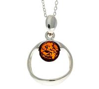 Pendentif classique en ambre de la Baltique véritable et argent sterling sans chaîne - GL375, Ambre, Ambre