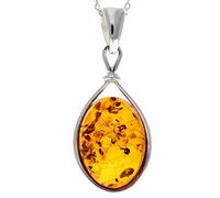 Pendentif classique en véritable ambre de la Baltique et argent sterling sans chaîne - 1803