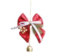 Pendentif cloche de Noël en forme de nœud à paillettes pour sapin et voiture, construction en polyéthylène pour une utilisation festive à long terme (rouge)