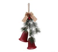 Pendentif cloche de Noël en lin et métal pour des accents saisonniers à la maison et décoration facile à accrocher (rouge)