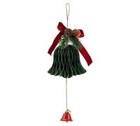 Pendentif cloche en papier de Noël - Grappe de ruban de velours, accent suspendu festif | Pièce d'exposition artisanale de Cĺoche rétro saisonnière, forme d'art en forme de cloche en papier nid d'abei