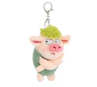 Pendentif cochon en colère - Matériau en peluche douce, rempli de coton PP, petite taille légère, texture lisse et confortable, design élégant et mignon, couleurs vert gris bleu | Parfait pour les por