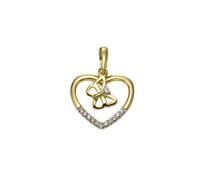 Pendentif coeur argent massif 925 plaqué or partiellement rhodié avec zirconi...