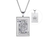 Pendentif Coeur Cartes à Jouer Femme Hommes Colliers Sa Reine Son Roi Couple Cou pour Cadeau Saint Valentin Bijoux cotillons