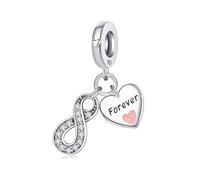 Pendentif coeur infini et éternel, accessoire de bracelet à breloques en argent sterling 925, compatible avec le collier bracelet pandora