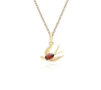 Pendentif Colibri En Grenat Créateur En Argent Plaqué Or