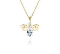 Pendentif Collier Abeille En Topaze Et Diamant En Forme De Poire En Or Jaune 9ct