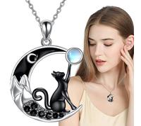 Pendentif Collier - Bijoux en chaîne réglable, Charme Chat et Lune | Arrangement d'accessoires Cadeaux pour la Famille des Amis des Femmes, Collection de Colliers à Pendentif élégants pour Une