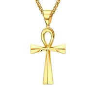 Pendentif Collier Homme Femme Croix de Vie Ankh Egyptienne Acier Or + Ch - BOBIJOO Jewelry