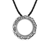 Pendentif Collier Pendentif Stargate en métal Cercle Rond pour Hommes Bijoux Punk Colliers amulette géométriques Bijoux cotillons