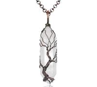 Pendentif, collier, personnalisable, colliers en cristal pour femme, collier délicat en cristal blanc hexagonal, arbre de vie, collier reiki, amulette chakra, chaîne d'amitié, pierre d'amitié