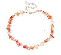 Pendentif, collier, personnalisable, colliers en cristal pour femme, collier en pierre de cristal, collier délicat bohème, gravier d'agate orange naturelle, collier ras du cou Reiki, amulette chakra