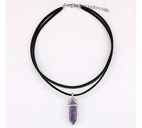 Pendentif, collier, personnalisé, colliers en cristal pour femme, collier multicouche avec pendentif hexagonal en améthyste naturelle, collier chakra Reiki, collier ras du cou en cuir, chaîne ras du