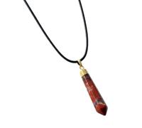 Pendentif, collier, personnalisé, colliers en cristal pour femme, collier tendance en jaspe rouge naturel avec pendentif hexagonal en forme de colonne hexagonale, collier Reiki, chaîne en cuir