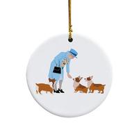 Pendentif Commémoratif De La Reine Elizabeth II | Broche Avec Ornement À Accrocher À L'arbre De La Machine De La Reine Et Son Corgi | Ornements Pendentifs Pour L'arbre De Noël Mirett