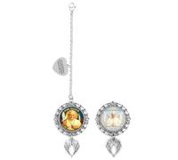 Pendentif commémoratif du Pape François avec Ailes d'ange en Or, Images de dôme en Verre et étiquette de cœur gravée - Cadeau de funérailles religieuses ou de sympathie