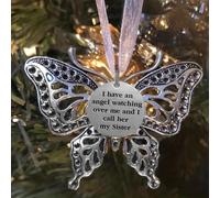 Pendentif commémoratif en forme de papillon gravé « A Piece Of My Heart Is In Heavenwith Heartwarming Slogans » - Ornements en alliage imitation papillon (ensemble D)
