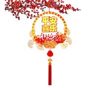 Pendentif couronne en polystyrène nœud chinois, couronnes de fleurs à nœud chinois, panneau de porte, décoration chinoise avec lumières LED, décoration de vacances, décoration de la maison