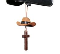 Pendentif Créatif avec Chapeau De Cowboy Et De Voiture - Style Occidental Et Accessoire De Voiture D'inspiration Religieuse | Cadeau Unique pour Les Amis Qui Aiment Les Thèmes Country Et Foi.