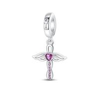 Pendentif croix ange, accessoire de bracelet à breloques en argent sterling 925, compatible avec le collier bracelet pandora, cadeau pour femme
