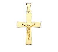 Pendentif croix avec Christ en or 18 carats, 34 mm, lisse et poli