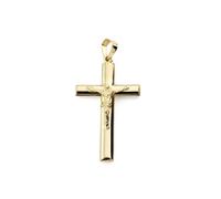 Pendentif croix avec Christ en or 18 carats et tige ovale de 31 mm
