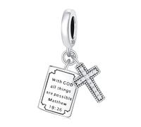 Pendentif croix biblique, accessoire de bracelet à breloques en argent sterling 925, compatible avec le collier bracelet pandora, cadeau pour femme