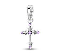 Pendentif croix classique, accessoire de bracelet à breloques en argent sterling 925, compatible avec le collier bracelet pandora
