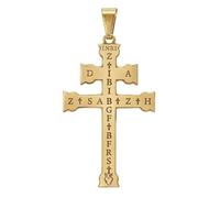 Pendentif croix de Saint-Zacharie, lettrage latin traditionnel, bijoux | Base sur une croix catholique historique, acier inoxydable, ne ternit pas, double face, 3 x 5 cm, pendentif uniquement