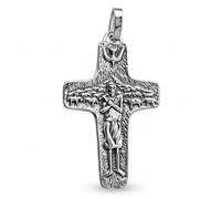 Pendentif Croix du Bon Pasteur du Pape François en argent sterling 925, 39 mm