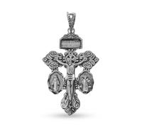 Pendentif Croix du Pardon, argent massif 925, 36 mm. JÉSUS DE NAZARETH, ROI DES JUIFS