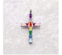 Pendentif Croix Multicolore en Argent 925 - Foi, Joie et Tolérance