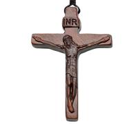Pendentif crucifix en bois pour homme - Pendentif rétro en forme de goutte, longueur réglable, bijou sculpté à la main | Accessoire religieux pour homme pour femmes et filles, collier vintage en bois