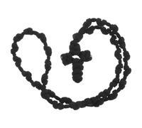 Pendentif Crucifix Tissé, Collier en Corde Vintage Bohème pour Homme | Polyester Noir, Fabrication Artisanale Confortable, Accessoire de Foi Catholique pour Prières et Port Quotidien