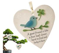 Pendentif Cœur de l'Amitié,Pendentif Cœur Acrylique Décor Amitié - Cadeau à Exposer Design Trèfle et Oiseau Bleu pour Amies Filles Ados Femmes