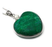 Pendentif cœur en howlite malachite deux pierres
