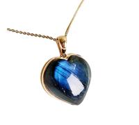 Pendentif cœur facetté bleu en labradorite naturelle 20 x 18 mm, collier cœur en argent sterling 925 avec chaîne câble de 45 cm, transformation, protection, intuition, énergie psychique | gmpd_0368