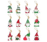 Pendentif d'arbre de Noël en Bois,Pendentifs de Noël GNOME en Bois,Pendentifs de décoration GNOME de Dessin animé | Décoration de Maison aux Couleurs Vives pour fenêtre, cheminée, Mur, Arbre, poignée