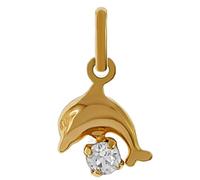 Pendentif Dauphin Plaqué Or 18 carats et Cristal - Femme