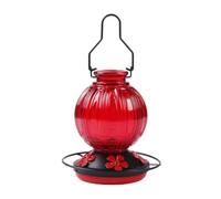 Pendentif de 680 ml avec 5 ports d'alimentation et cintre de repos en verre décoratif pour oiseaux, jardin, patio, balcon, observation de la vie sauvage