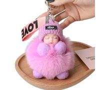 Pendentif de e poupée de sommeil 2pcs,poupée porte - clés en fourrure artificielle,pour accessoires de porte - clés de voiture,accessoires de sac à dos. (Violet clair)